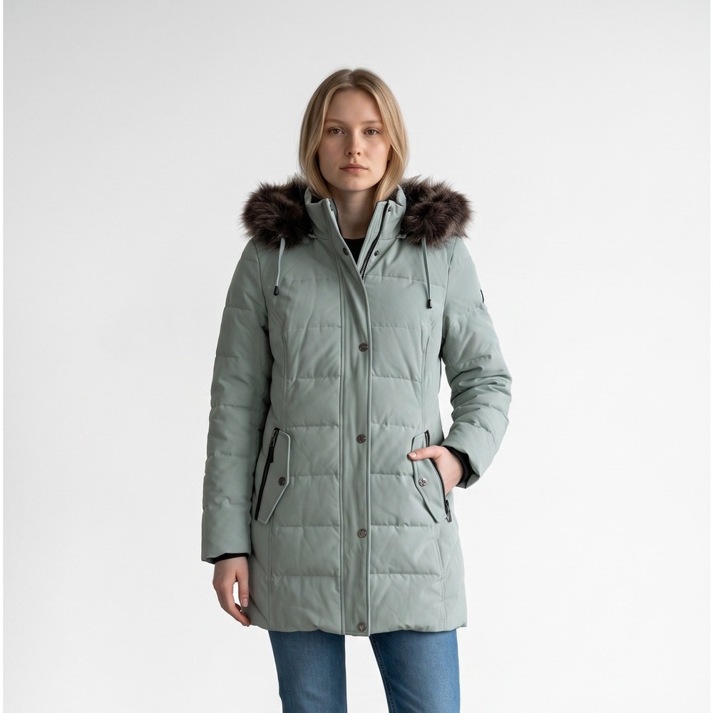 Arctic Expedition Faux Fur Hood Quilted Puffer hydradown Jacket Coat Small P